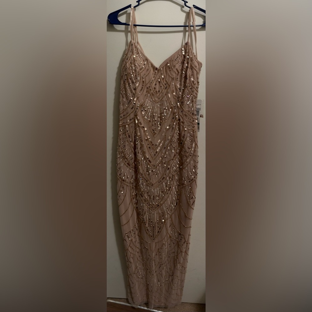 Sequin and Bead Gown Blush